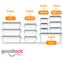 Goodlock℠ - Kit 24 Potes Herméticos de Vidro  + (Brindes Exclusivos)
